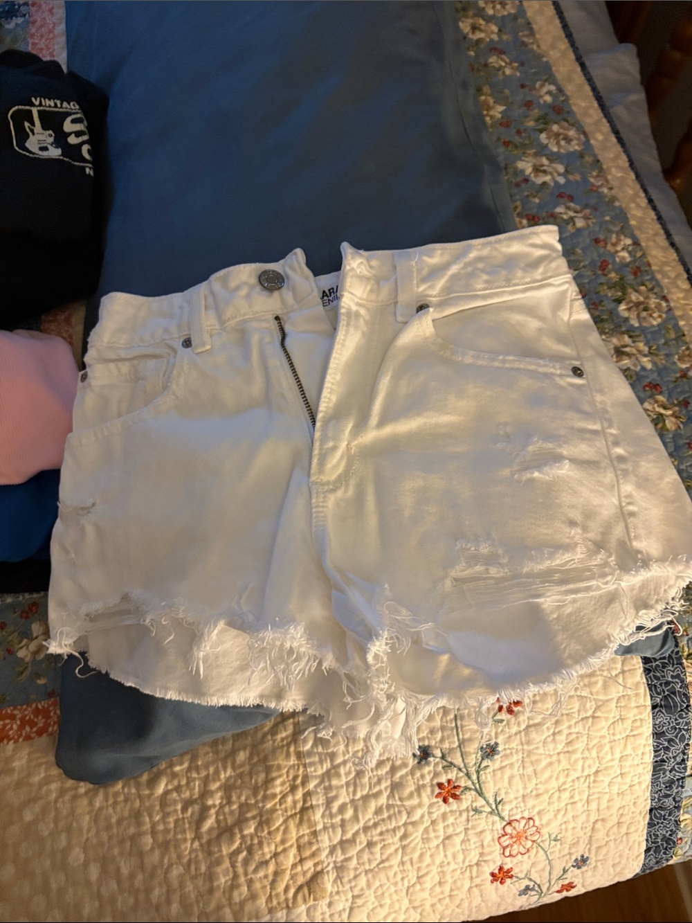 White Distressed Women's Denim Shorts